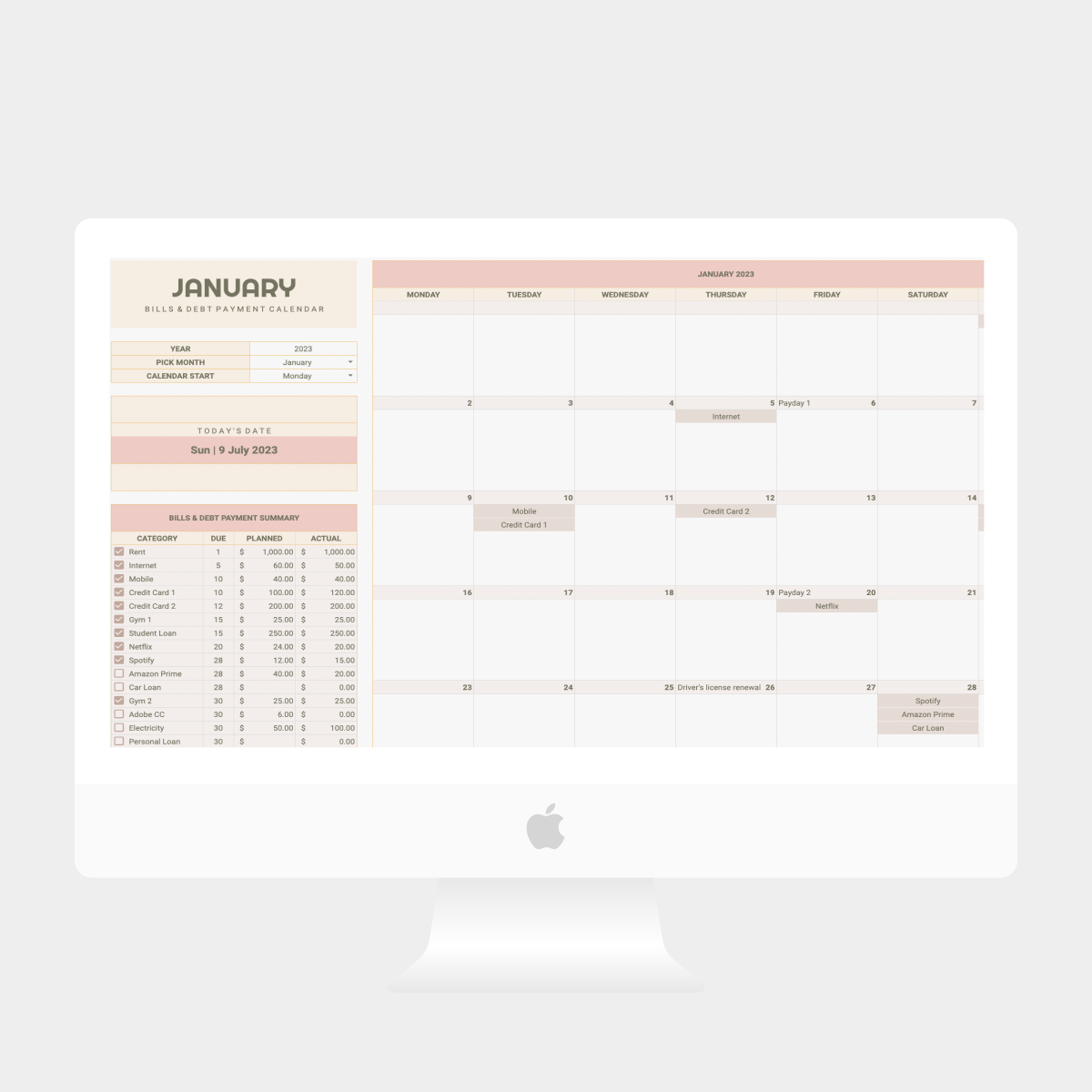 Annual Budget Spreadsheet