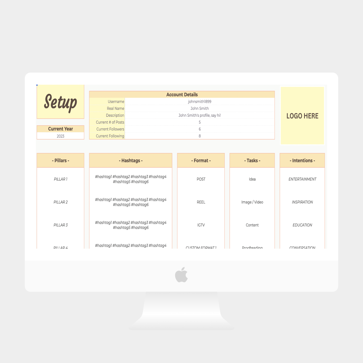 Instagram Content Planner Google Sheets Template