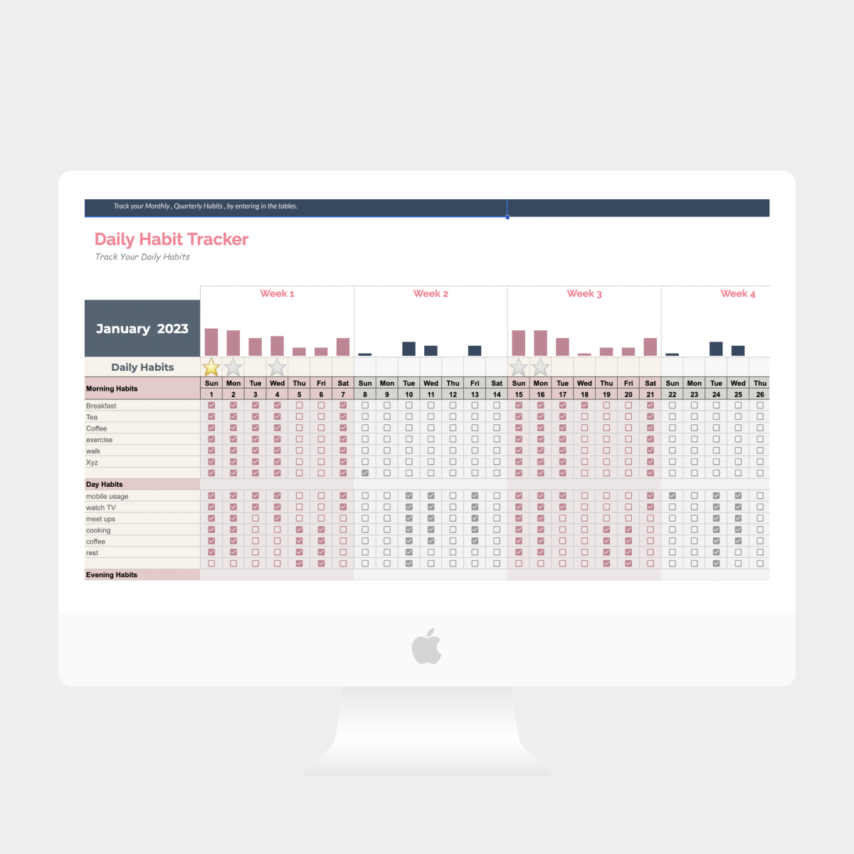 Daily Habits + Yearly Goals Tracker System (Google Sheets PLR)