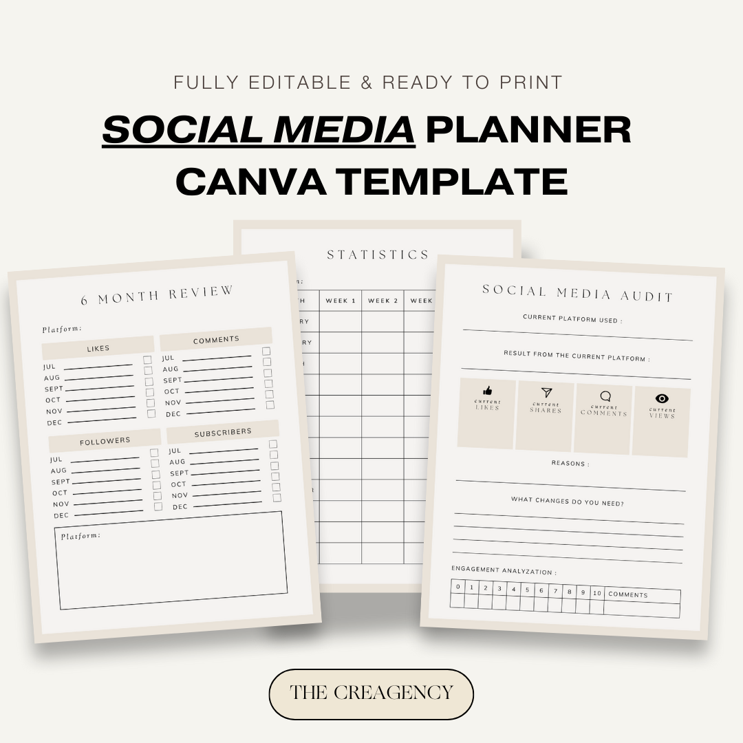 Social Media Planner Bundle | Instagram Planner Printable | Digital Pinterest Planner | Blogger Planner | TikTok Planner| Facebook Marketing