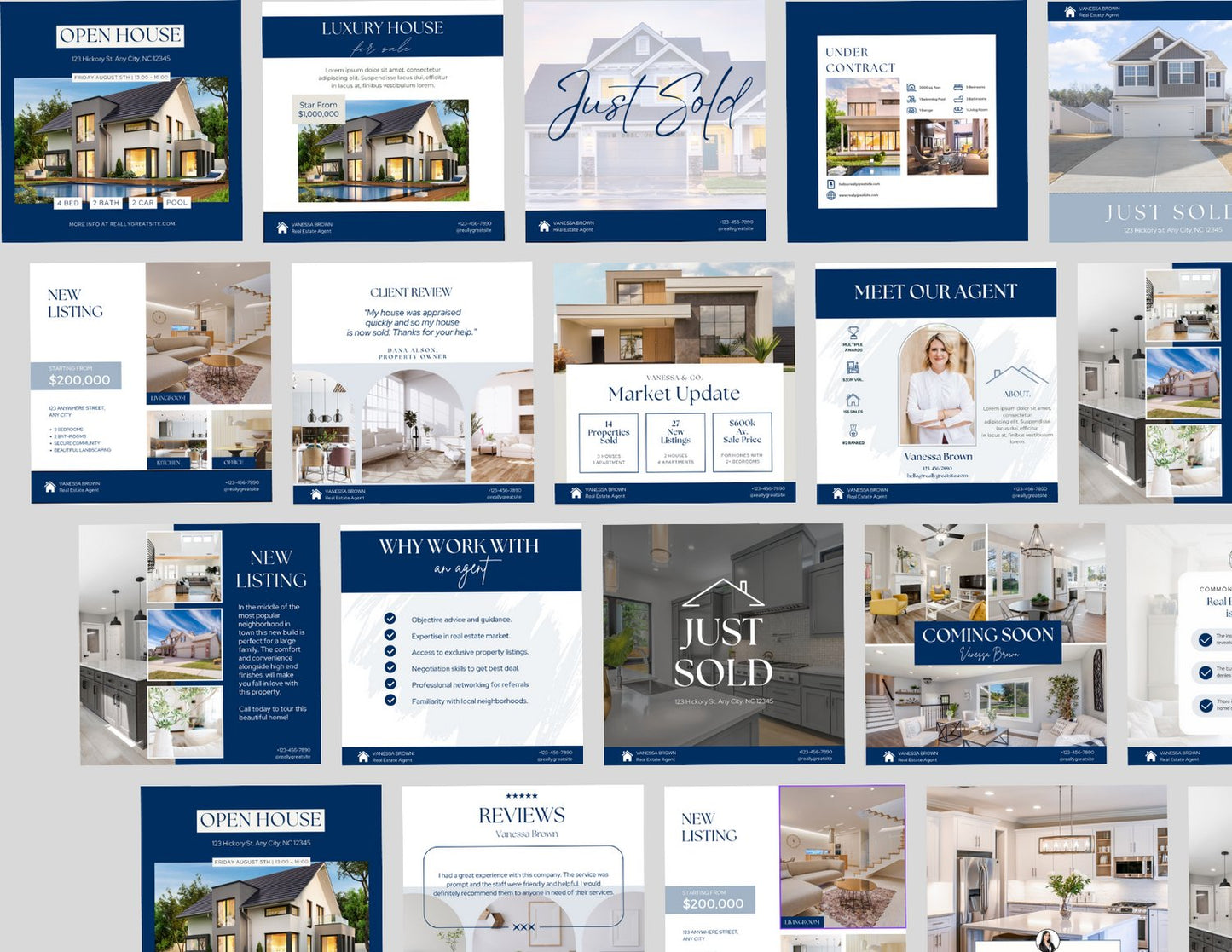 20 Real Estate Agent Social Media Templates | Realtor Marketing Canva Templates - The Creagency LLC