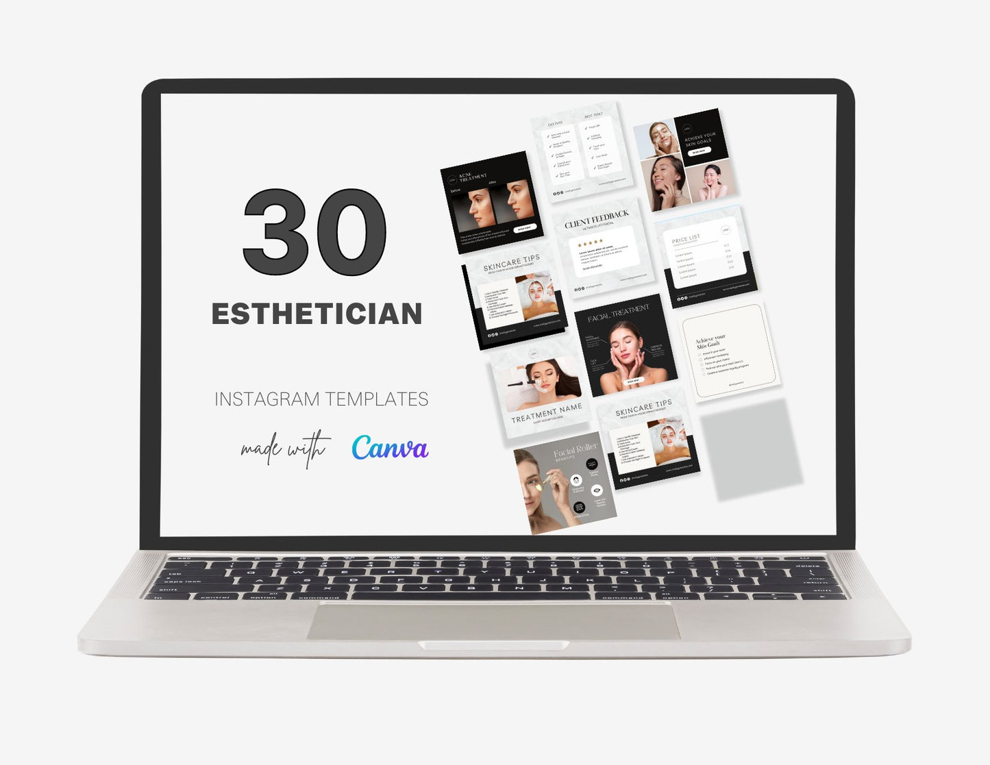 30 Skincare Instagram Templates | Esthetician instagram templates | Canva Templates - The Creagency LLC