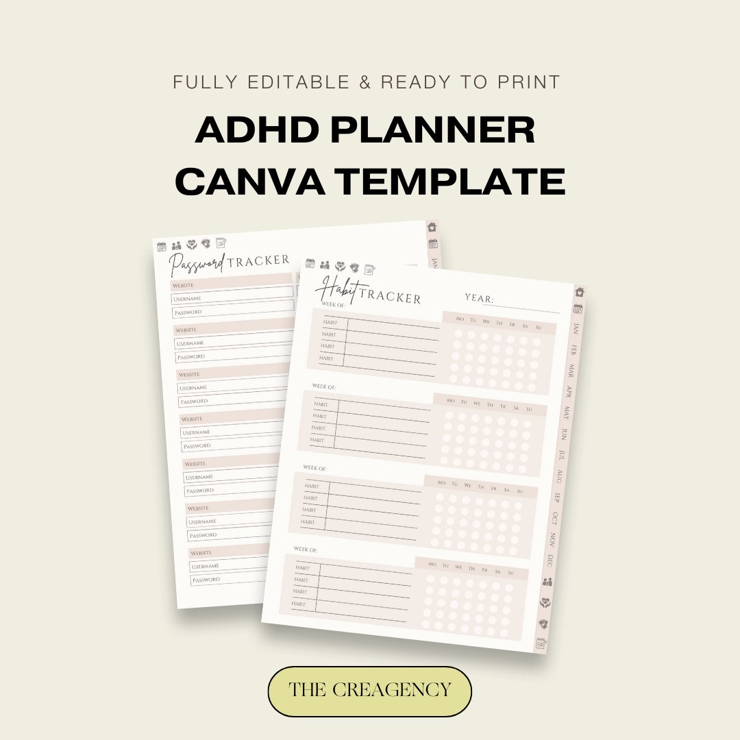 ADHD PLR Digital Planner & Journal - The Creagency LLC