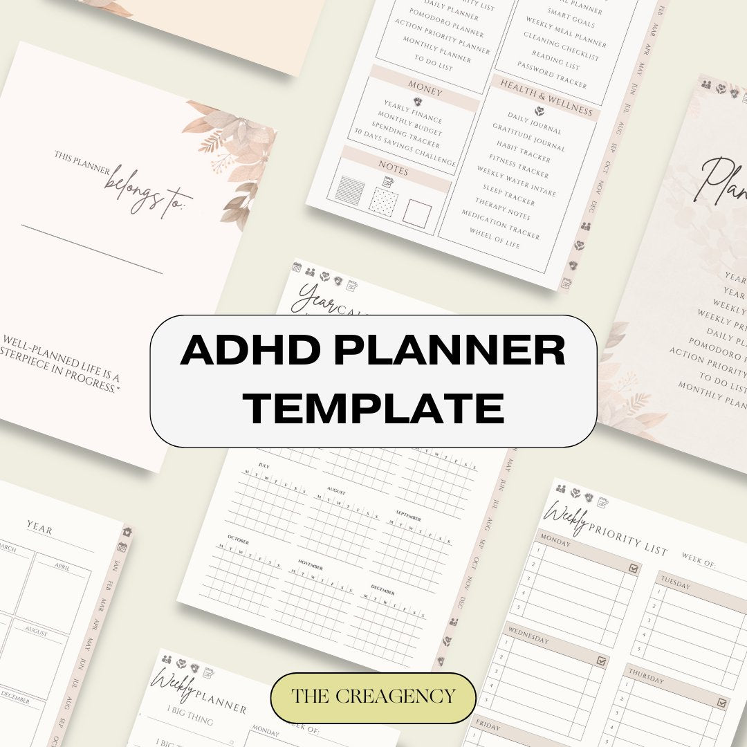 ADHD PLR Digital Planner & Journal - The Creagency LLC