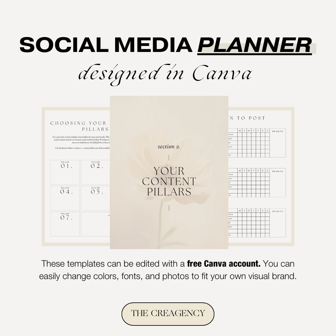 Social Media Planner Bundle | Instagram Planner Printable | Digital Pinterest Planner | Blogger Planner | TikTok Planner| Facebook Marketing - The Creagency LLC