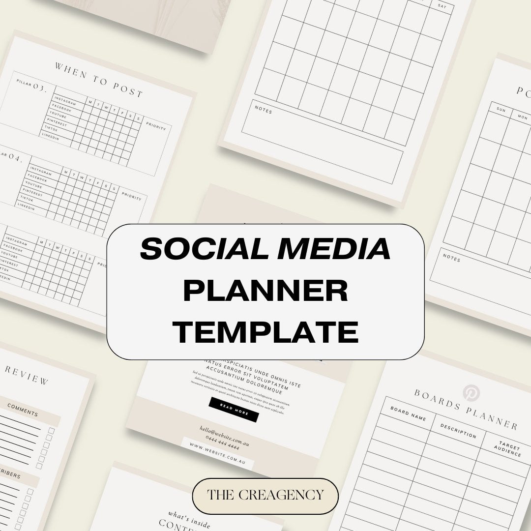Social Media Planner Bundle | Instagram Planner Printable | Digital Pinterest Planner | Blogger Planner | TikTok Planner| Facebook Marketing - The Creagency LLC