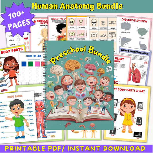 Human Anatomy Book with 200+ Worksheets - Printable Preschool Busy Book - The Creagency LLC