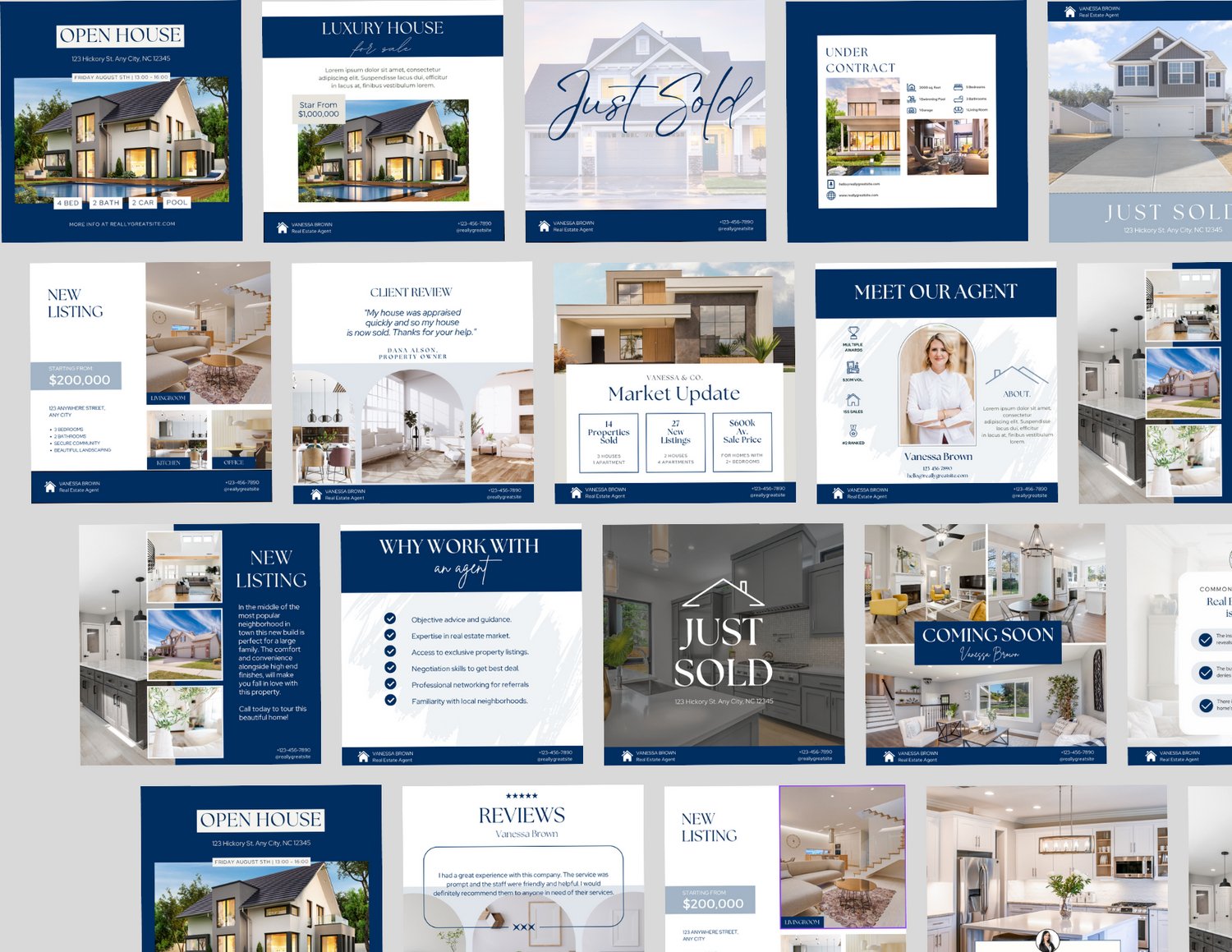 20 Real Estate Agent Social Media Templates | Realtor Marketing Canva Templates - The Creagency LLC